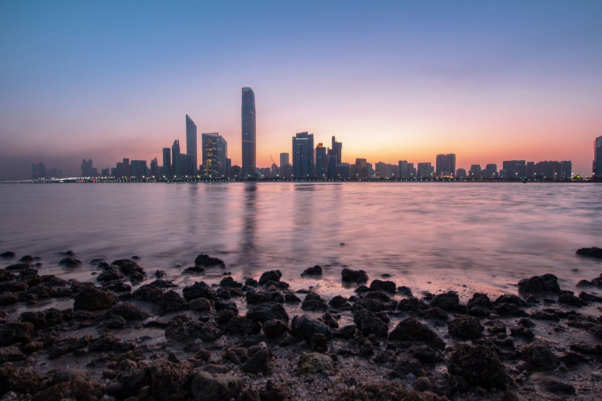 Abu Dhabi skyline at dawn